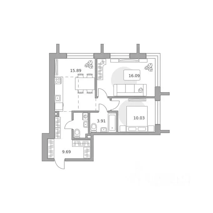 2-к кв. Москва Юго-Восточный ао, Южнопортовый р-н,  (59.85 м) - Фото 1