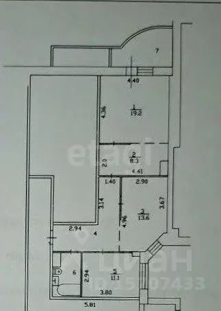 3-к кв. Ленинградская область, Всеволожск Александровская ул., 79к2 ... - Фото 2