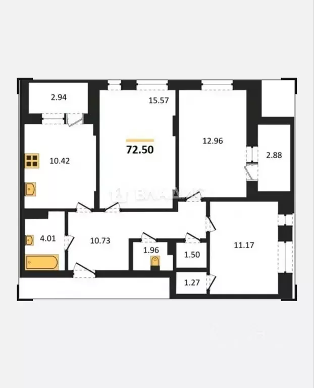 3-к кв. Воронежская область, Воронеж ул. Славы, 7 (72.5 м) - Фото 2