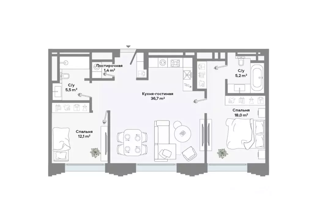 2-к кв. Москва Ленинский просп., 2 (78.9 м) - Фото 2