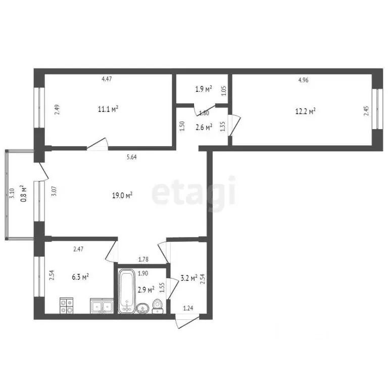 3-к кв. Забайкальский край, Чита ул. Назара Широких, 2 (59.2 м) - Фото 1