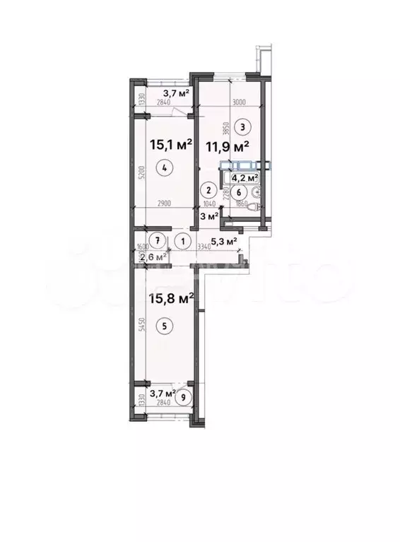 2-к. квартира, 59 м, 8/16 эт. - Фото 0