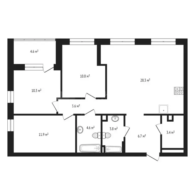 3-комнатная квартира: Тюмень, Краснооктябрьская улица, 6 (83.4 м) - Фото 0