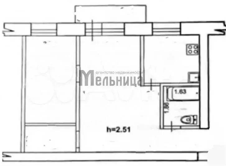 2-к. квартира, 44,4 м, 5/5 эт. - Фото 0