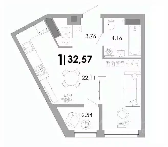1-к кв. Владимирская область, Владимир Казарменная ул., 9А (32.57 м) - Фото 0