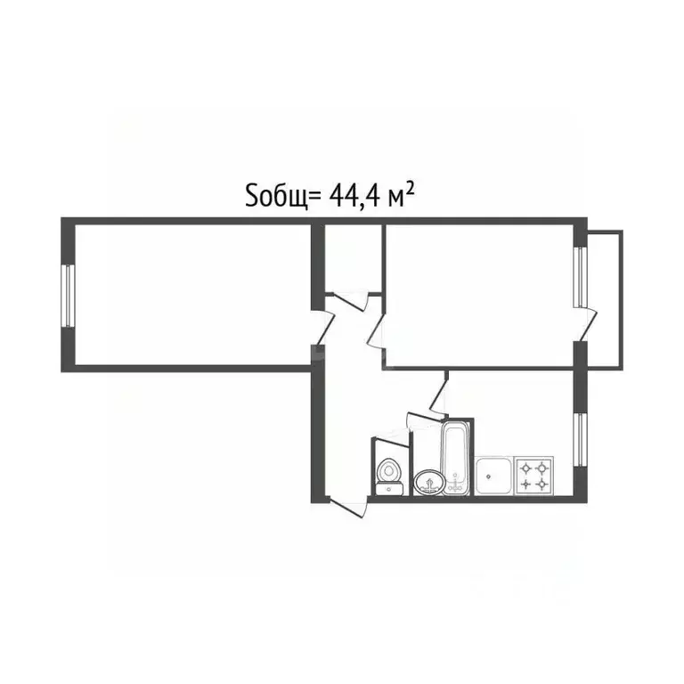 2-к кв. Брянская область, Фокино ул. Карла Маркса, 3Б (44.4 м) - Фото 2