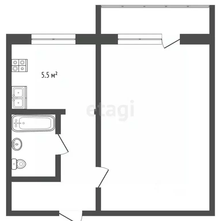 1-к кв. Самарская область, Самара ул. Антонова-Овсеенко, 14 (31.9 м) - Фото 1