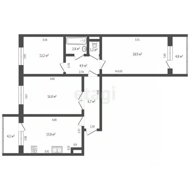 3-к кв. Ростовская область, Ростов-на-Дону Темерник мкр, ул. Думенко, ... - Фото 2