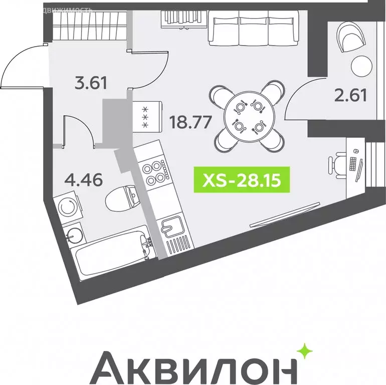Квартира-студия: посёлок Шушары, Старорусский проспект, 13к1 (28.15 м) - Фото 0
