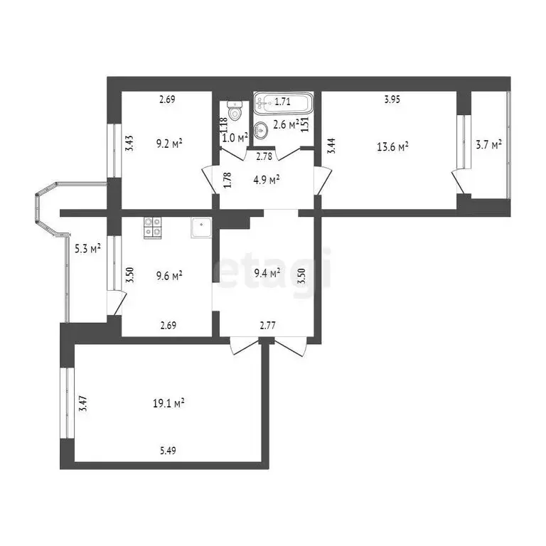 3-комнатная квартира: Самара, улица Губанова, 8 (68.8 м) - Фото 1