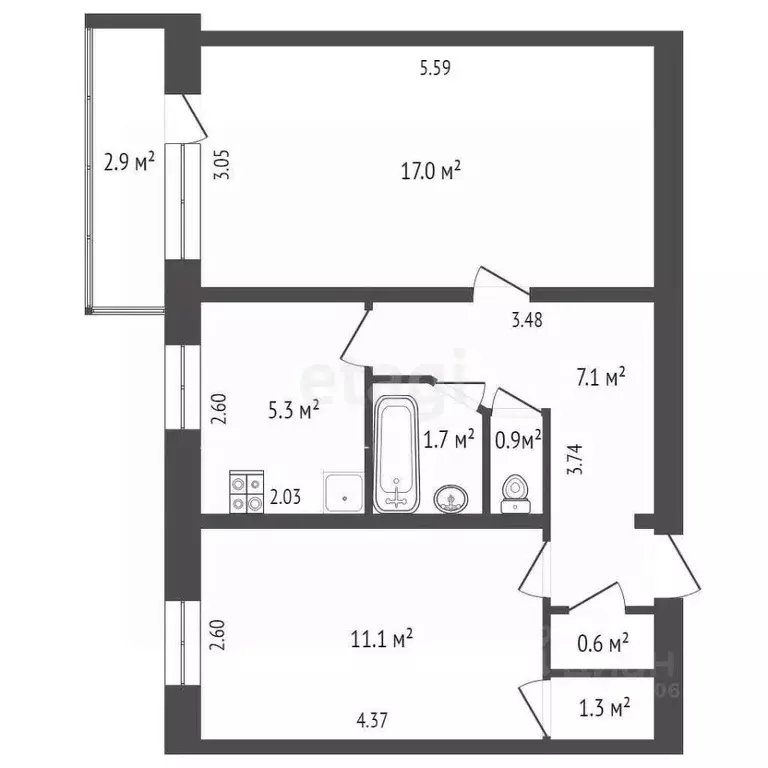 2-к кв. Крым, Саки ул. Курортная (46.0 м) - Фото 2