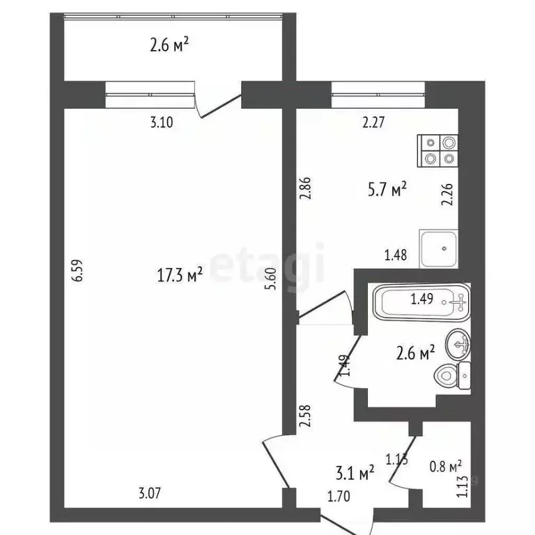 1-к кв. Тамбовская область, Тамбов Мичуринская ул., 181к1 (29.5 м) - Фото 0