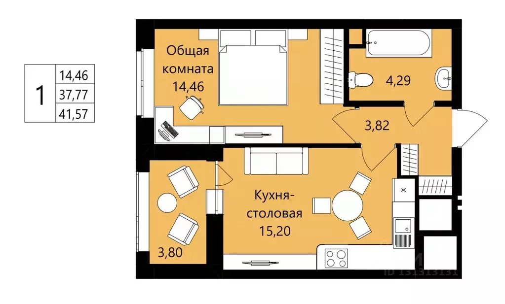 1-к кв. Мордовия, Саранск просп. Российской Армии, 11Б (37.77 м) - Фото 1