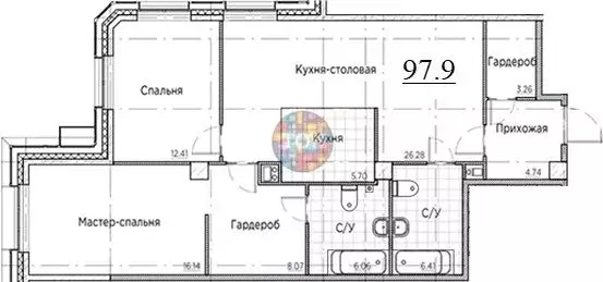 2-к кв. Санкт-Петербург 12-я Васильевского острова линия, 41к1 (97.98 ... - Фото 1