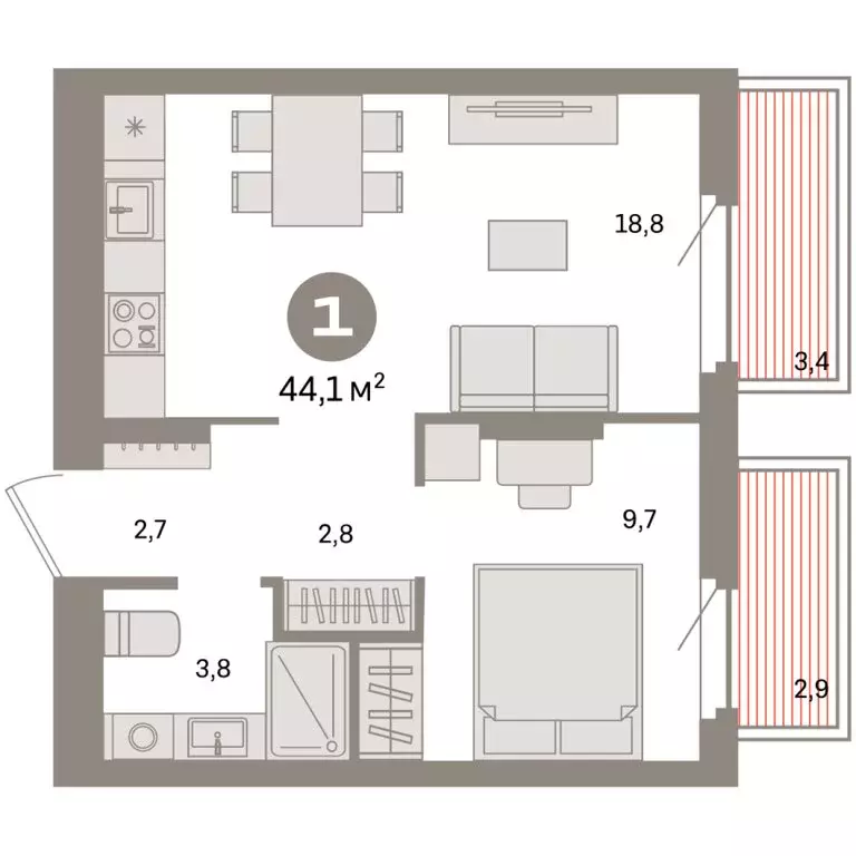 1-комнатная квартира: Екатеринбург, жилой район Сортировочный, ... - Фото 2