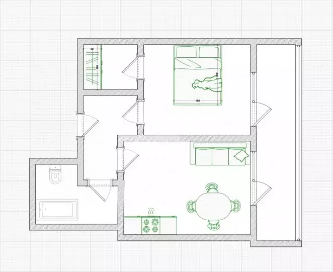 1-к кв. Омская область, Омск просп. Королева, 7 (44.9 м) - Фото 2