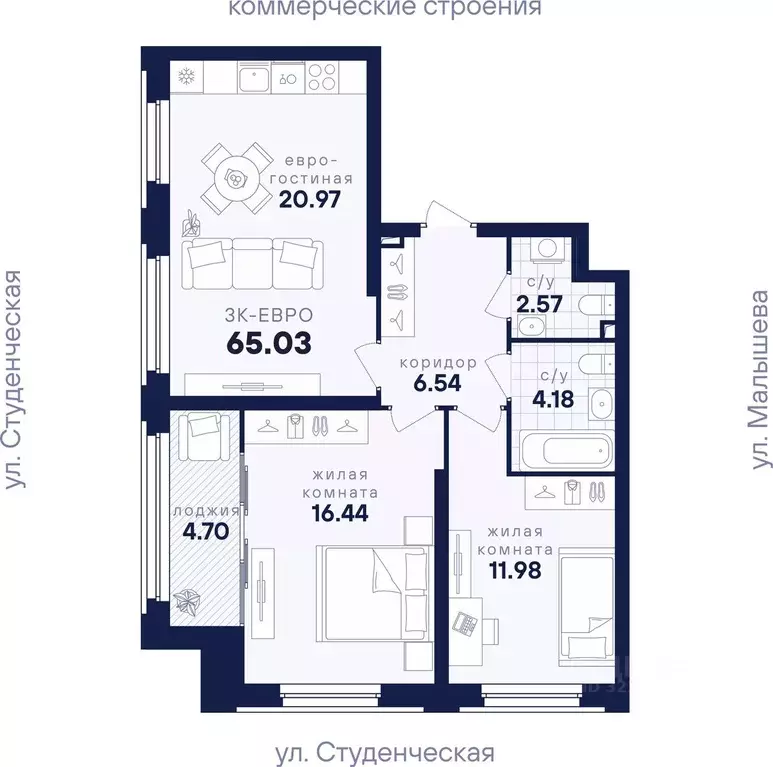 2-к кв. Свердловская область, Екатеринбург Втузгородок жилрайон, ... - Фото 0