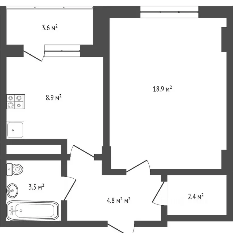 1-к кв. Калужская область, Калуга пер. Хрустальный, 29 (40.6 м) - Фото 2