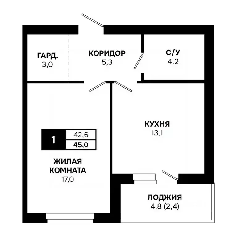 1-к кв. Новосибирская область, Кольцово рп, 5-й мкр  (45.0 м) - Фото 1