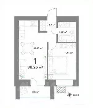 1-к кв. Нижегородская область, Выкса  (38.25 м) - Фото 1