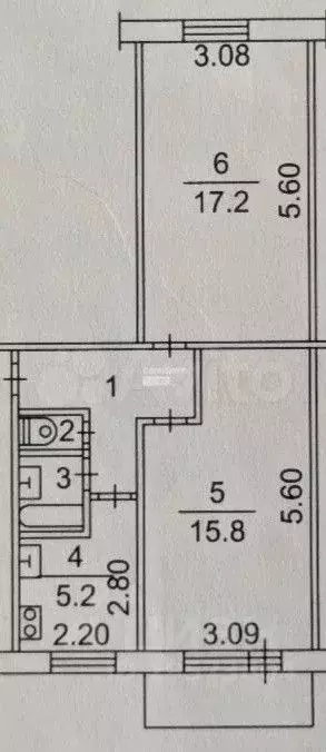 2-к кв. Томская область, Томск ул. Смирнова, 38/2 (47.0 м) - Фото 2
