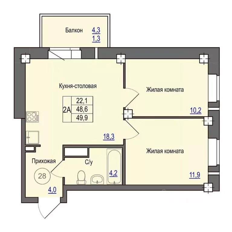 2-к кв. Псковская область, Псковский район, Завеличенская волость, д. ... - Фото 1