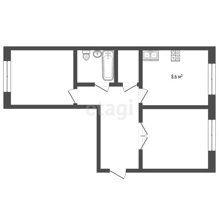 2-комнатная квартира: Камышлов, Олимпийская улица, 2 (56.6 м) - Фото 1