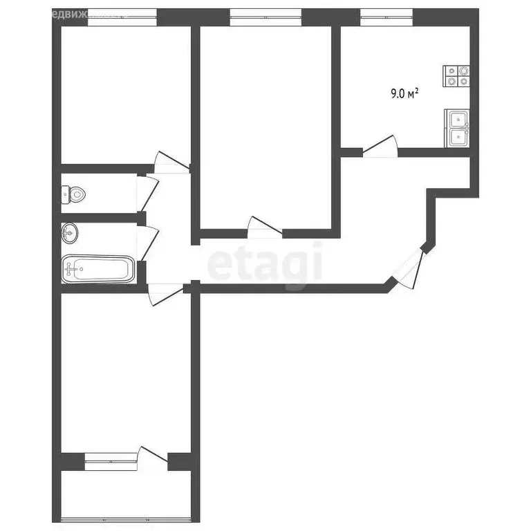 3-комнатная квартира: Луховицы, улица Пушкина, 176 (65.9 м) - Фото 1