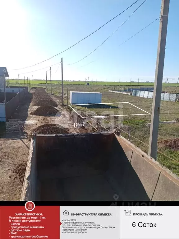 Участок в Крым, Сакский район, Молочненское с/пос, Береговой КСП  (6.0 ... - Фото 1