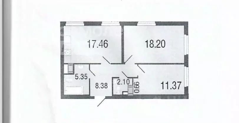 2-к кв. Санкт-Петербург пер. Антокольский, 4к1 (63.5 м) - Фото 1