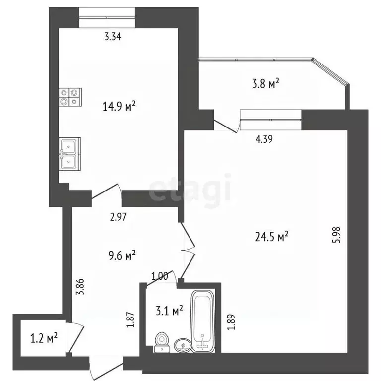 1-к кв. Тюменская область, Тюмень Ирбитская ул., 6 (53.3 м) - Фото 2
