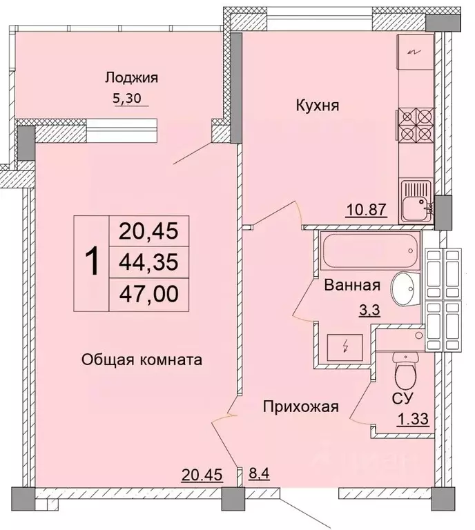 1-к кв. Белгородская область, Старый Оскол Степной мкр, 33Е (47.0 м) - Фото 1