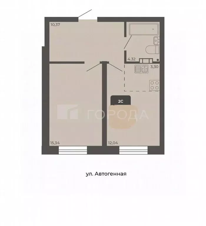 Студия Новосибирская область, Новосибирск Автогенная ул., 75 (45.0 м) - Фото 1