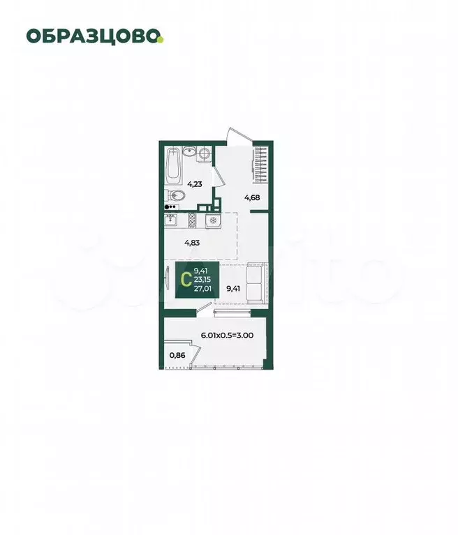 Квартира-студия, 27 м, 7/18 эт. - Фото 0