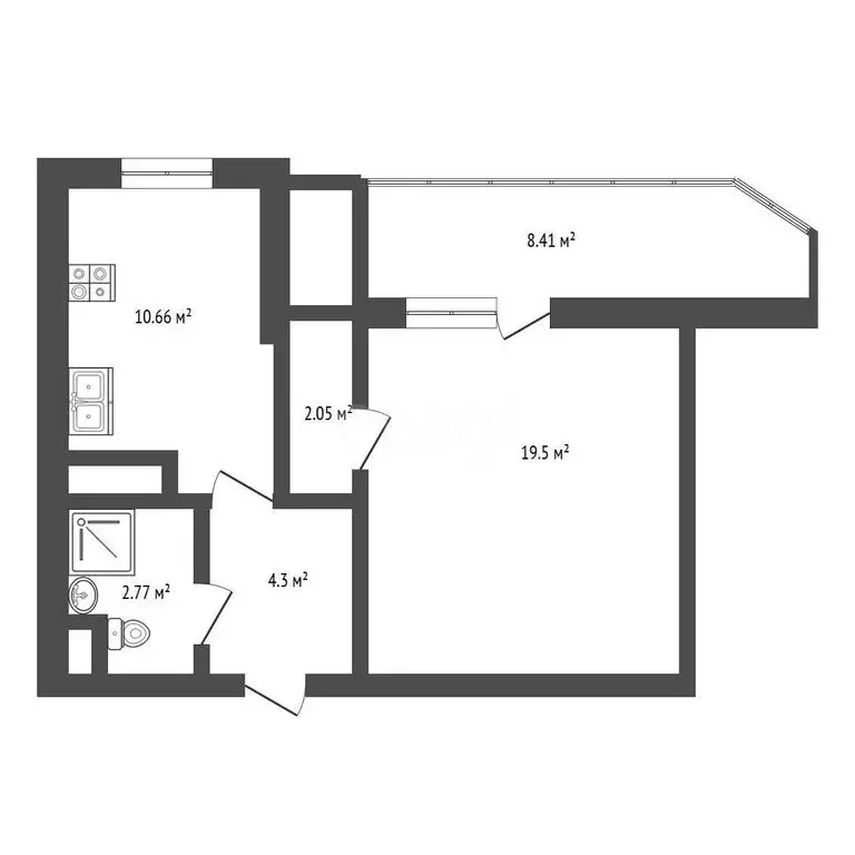 1-комнатная квартира: Альметьевск, улица Бигаш, 139 (41 м) - Фото 1