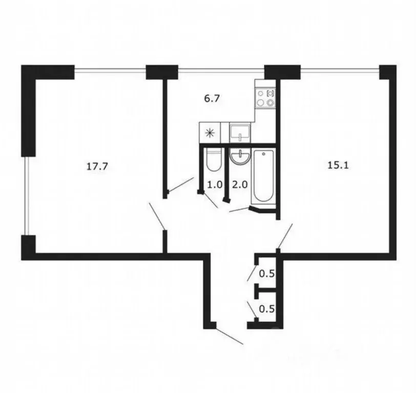 Квартира, 2 комнаты, 51 м - Фото 0