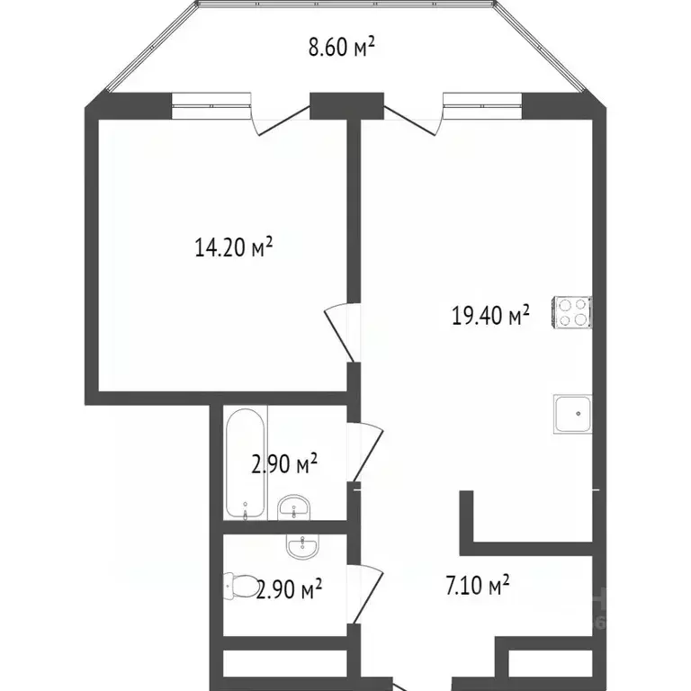 1-к кв. Ханты-Мансийский АО, Сургут ул. Александра Усольцева, 19 (45.8 ... - Фото 2