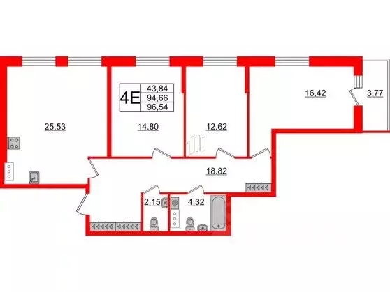 3-к кв. Санкт-Петербург ул. Виктора Конецкого, 5 (95.4 м) - Фото 0