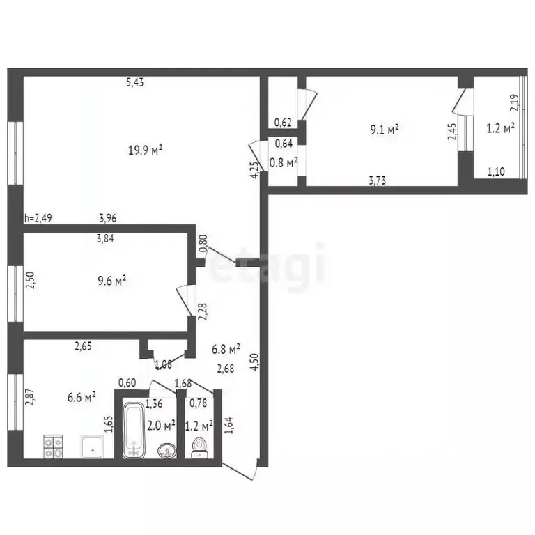 3-к кв. Брянская область, Брянск Красноармейская ул., 160б (57.2 м) - Фото 1