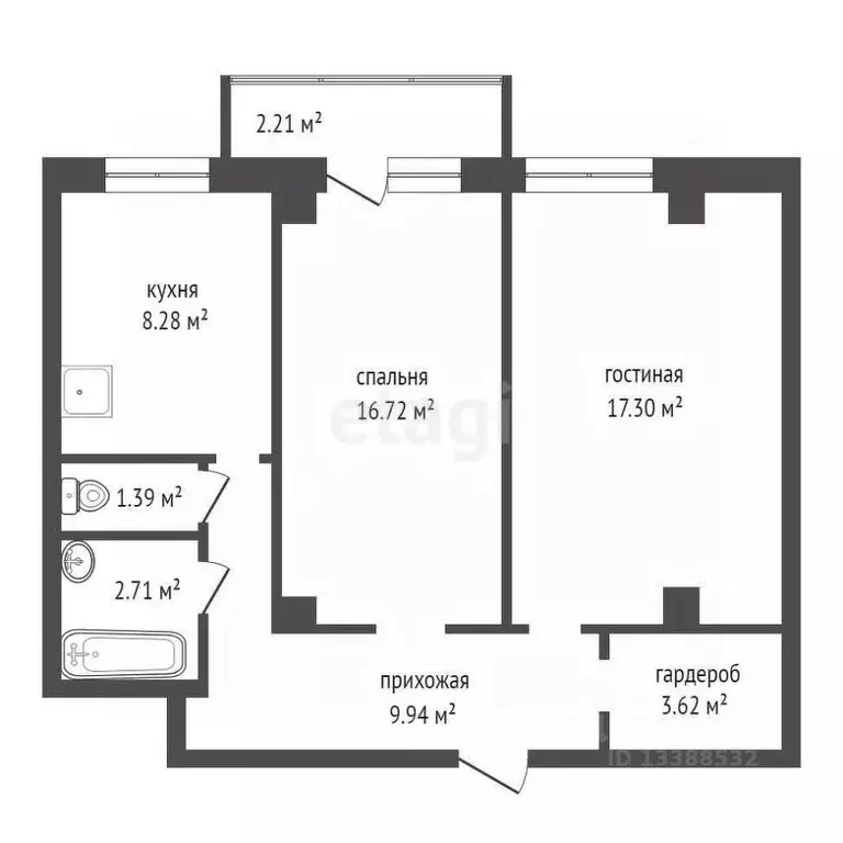 2-к кв. Красноярский край, Красноярск ул. Академика Киренского, 2и ... - Фото 1