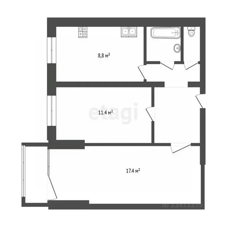 2-к кв. Белгородская область, Белгород ул. Буденного, 12 (51.1 м) - Фото 2