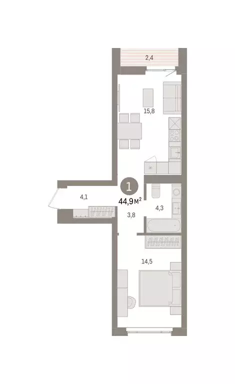 1-комнатная квартира: Екатеринбург, жилой район Сортировочный, ... - Фото 2