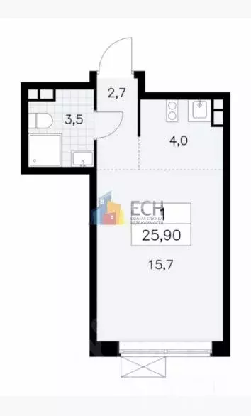 Студия Москва ул. Лобановский Лес, 7 (25.9 м) - Фото 2