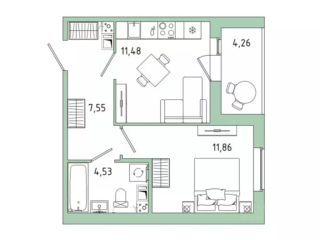1-к кв. Ленинградская область, Гатчина Въезд мкр,  (37.55 м) - Фото 1