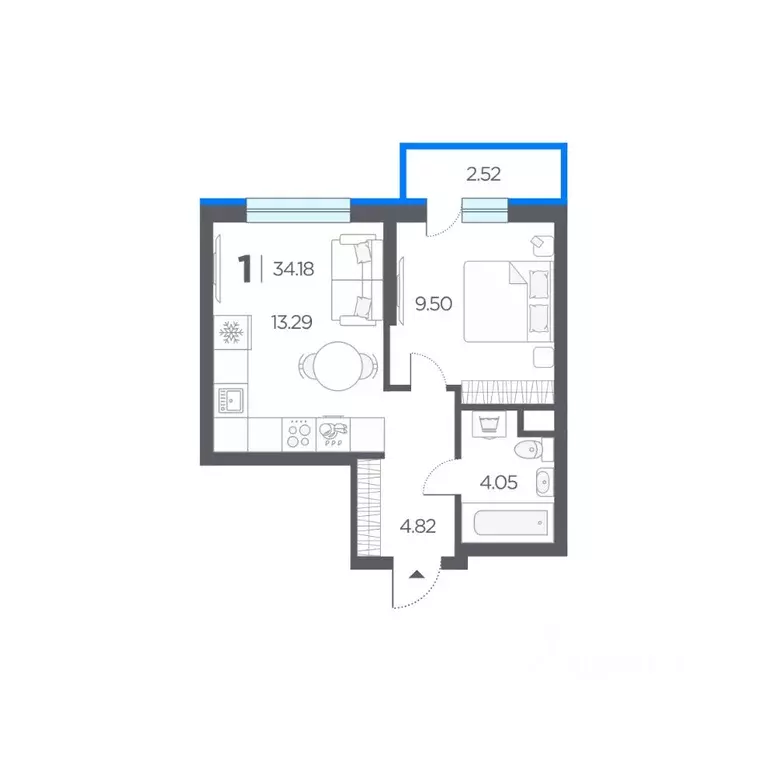 1-к кв. Рязанская область, Рязанский муниципальный округ, с. Дядьково ... - Фото 1
