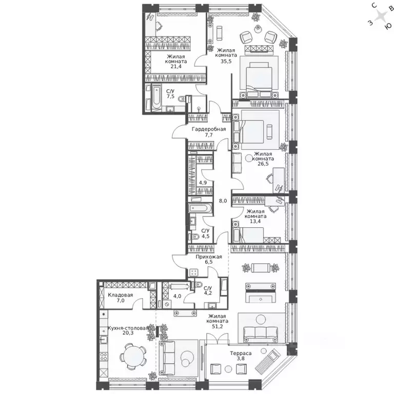 5-к кв. Приморский край, Владивосток Философия жилой комплекс (226.4 ... - Фото 2
