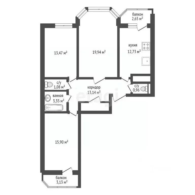 3-к кв. Башкортостан, Уфа ул. Маршала Жукова, 22 (80.9 м) - Фото 2