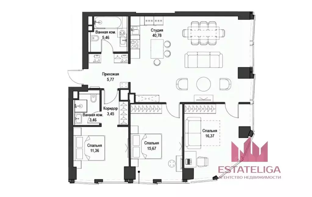 4-к кв. Москва Багратионовский проезд, 5Ак2 (102.3 м) - Фото 1