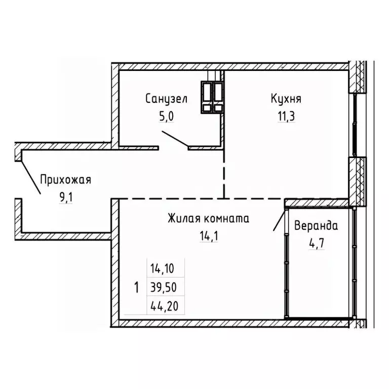 1-к кв. Приморский край, Владивосток Днепровская ул., 25к5 (44.2 м) - Фото 1