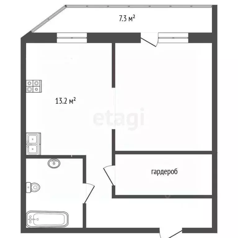 1-к кв. Тюменская область, Тюмень ул. Евгения Богдановича, 8 (45.0 м) - Фото 1
